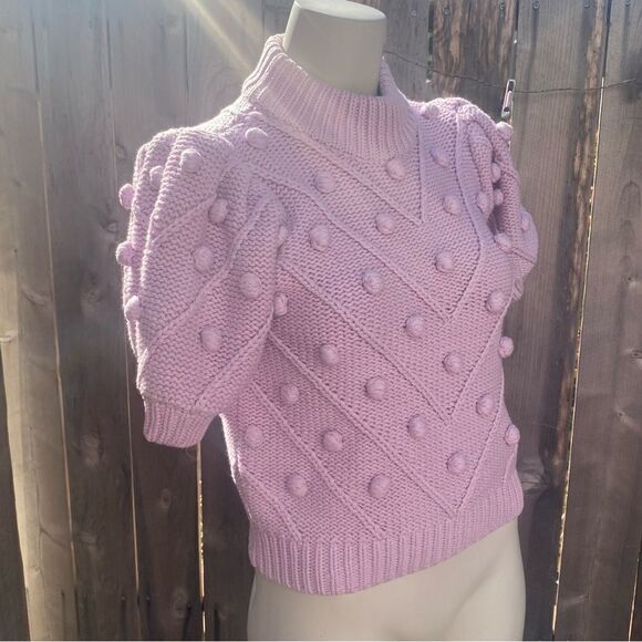 English Factory POM POM PUFF SLEEVE SWEATER size XS color lilac - Picture 8 of 14